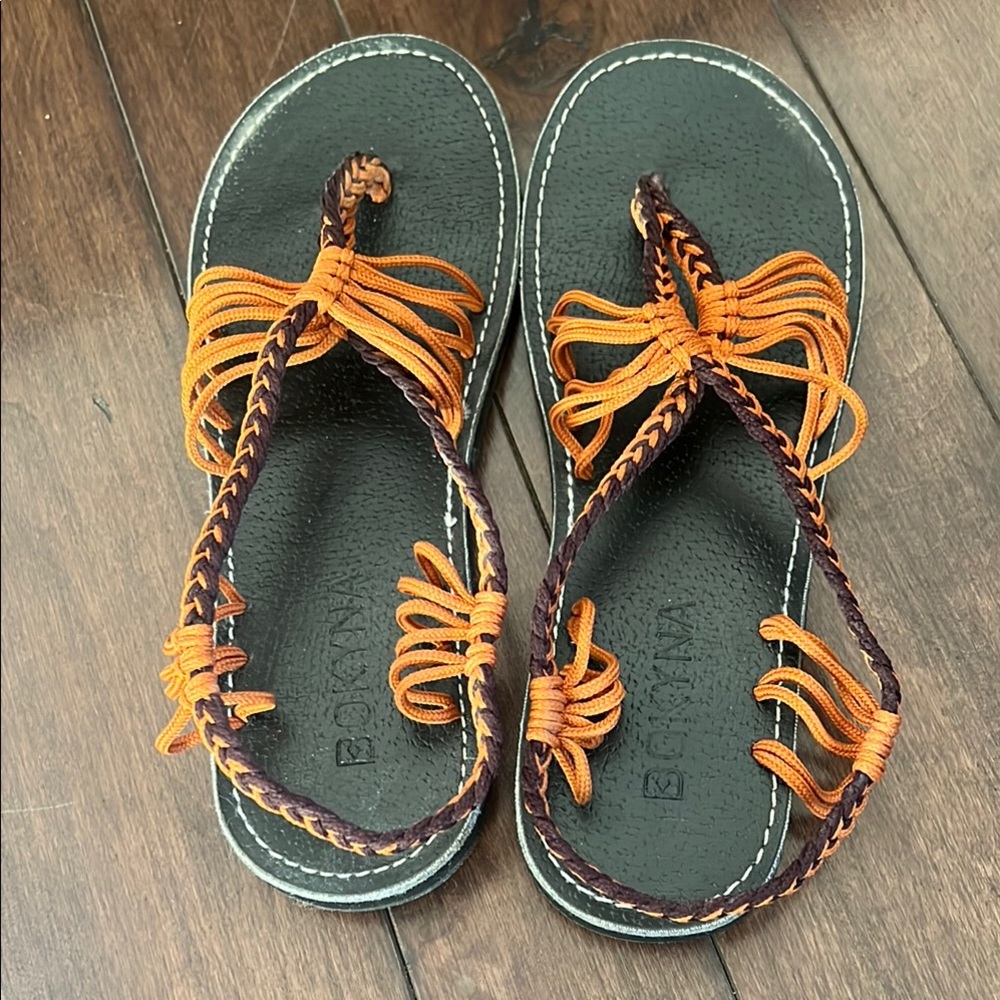 Women’s Beach Sandals - Black and Orange
